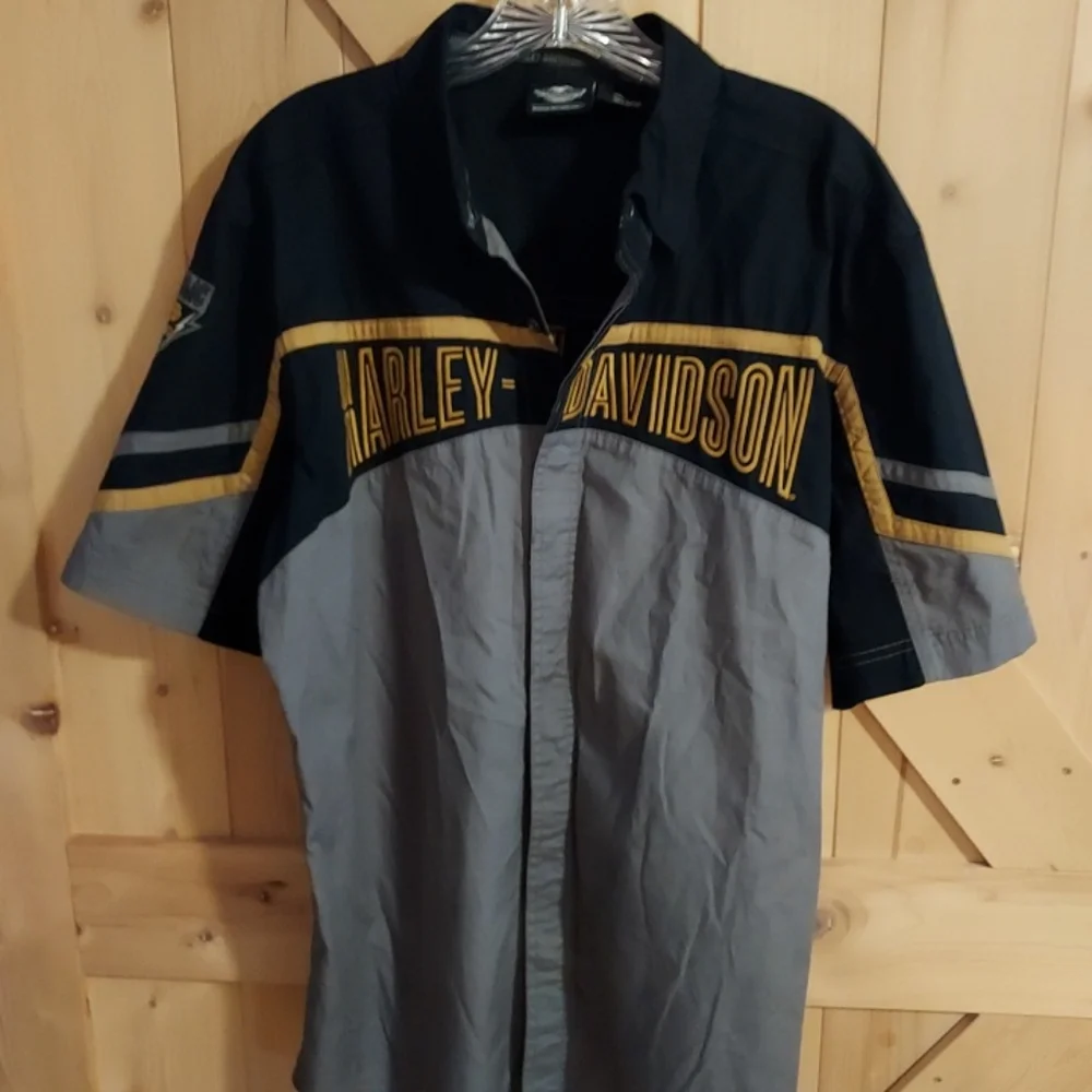 Harley-Davidson Shirt Men's Medium HDMC '03, Color: Black/Gray/Gold, RN# 103819. - Picture 1 of 13